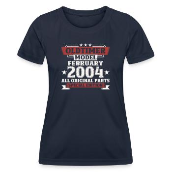 20. Geburtstag Oldtimer Februar Jahrgang 2004 - Frauen Funktions-T-Shirt - Navy - Vorne - AI Model Female 172 light (172cm)