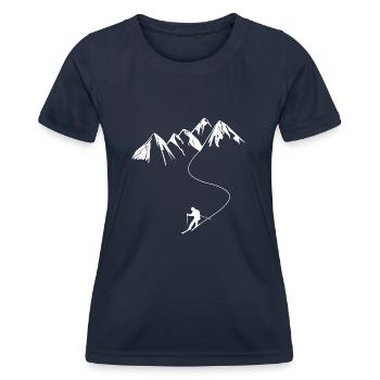 Skiers Skiing Winter sports - Women's Functional T-Shirt - navy - Front - AI Model Female 172 light (172cm)
