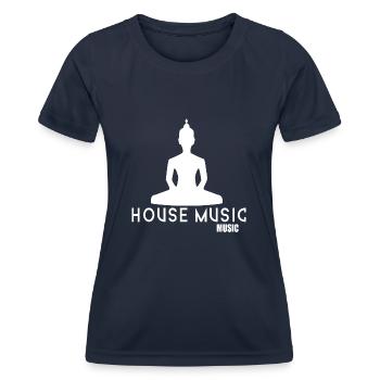 house music quote w - Women's Functional T-Shirt - navy - Front - AI Model Female 172 light (172cm)