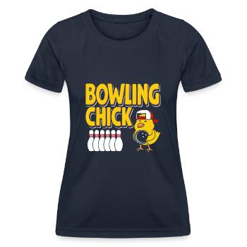 Bowling-Küken - Frauen Funktions-T-Shirt - Navy - Vorne - AI Model Female 172 light (172cm)