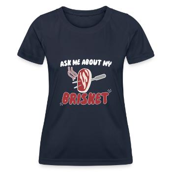 Fragen Sie mich nach meiner Brisket - Frauen Funktions-T-Shirt - Navy - Vorne - AI Model Female 172 light (172cm)