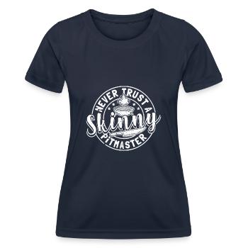 Traue niemals einem mageren Grillmeister - Frauen Funktions-T-Shirt - Navy - Vorne - AI Model Female 172 light (172cm)