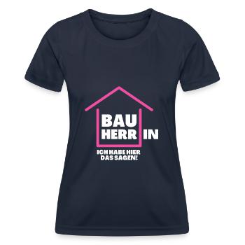Bauherrin Bau Hausbau Frau Bau Herr Haus bauen - Women's Functional T-Shirt - navy - Front - AI Model Female 172 light (172cm)