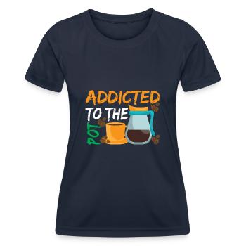 Süchtig nach The Pod Kaffee - Frauen Funktions-T-Shirt - Navy - Vorne - AI Model Female 172 light (172cm)