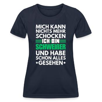 Nicht schockbarer Schweißer - Frauen Funktions-T-Shirt - Navy - Vorne - AI Model Female 172 light (172cm)