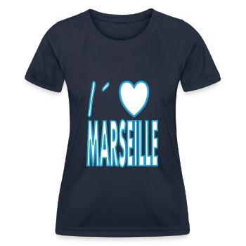 In Marseille geboren Marseille Frankreich Geschenk - Frauen Funktions-T-Shirt - Navy - Vorne - AI Model Female 172 light (172cm)