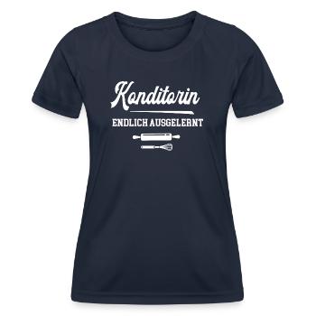 Konditorin Endlich Ausgelernt Lehrling Gesellin - Frauen Funktions-T-Shirt - Navy - Vorne - AI Model Female 172 light (172cm)