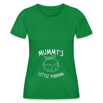 Mummy's Little Pudding - Women's Functional T-Shirt - kelly green - Front - AI Model Female 172 dark (172cm)