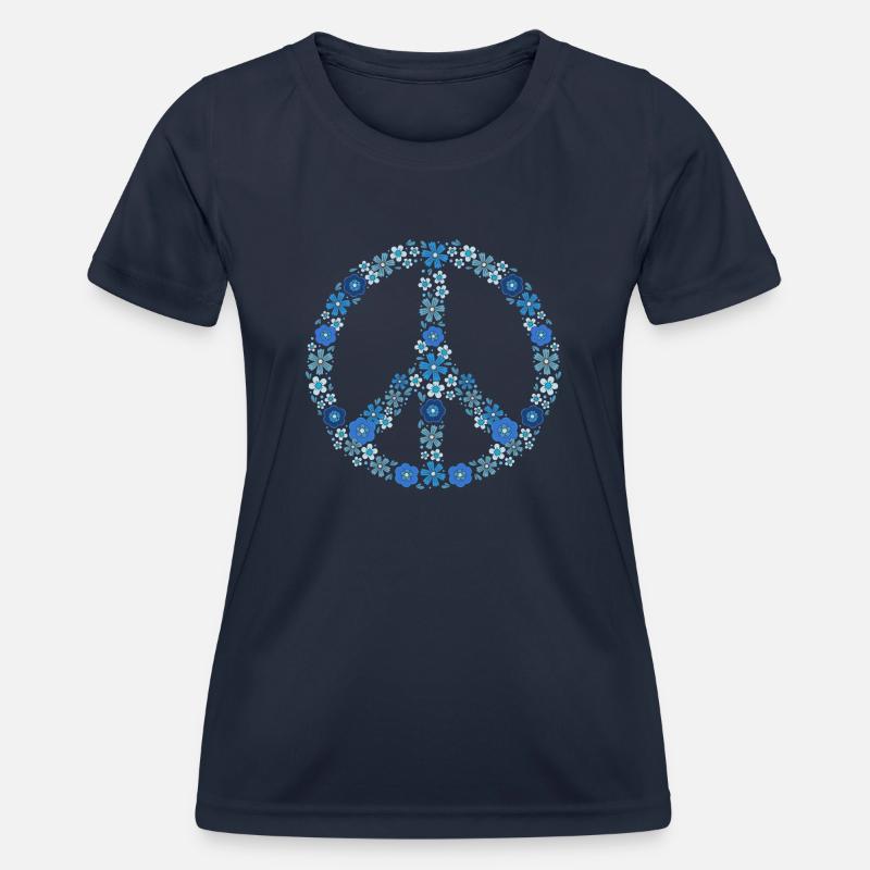 Segno di pace, Segno di pace, Pace, Pace - Maglietta sportiva per donna - navy