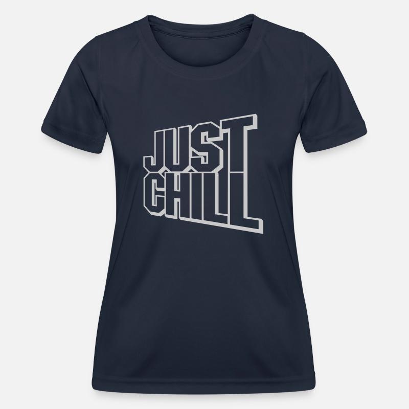 Just Chill Text Logo - Women's Functional T-Shirt - navy