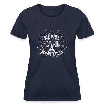NOUS ALLONS CONCLURE UN ACCORD - T-shirt sport Femme - bleu marine - Devant - AI Model Female 172 light (172cm)