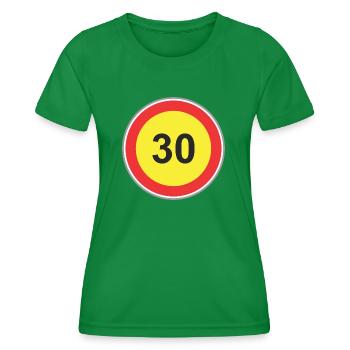 Road Sign 30 yellow - Women's Functional T-Shirt - kelly green - Front - AI Model Female 172 dark (172cm)