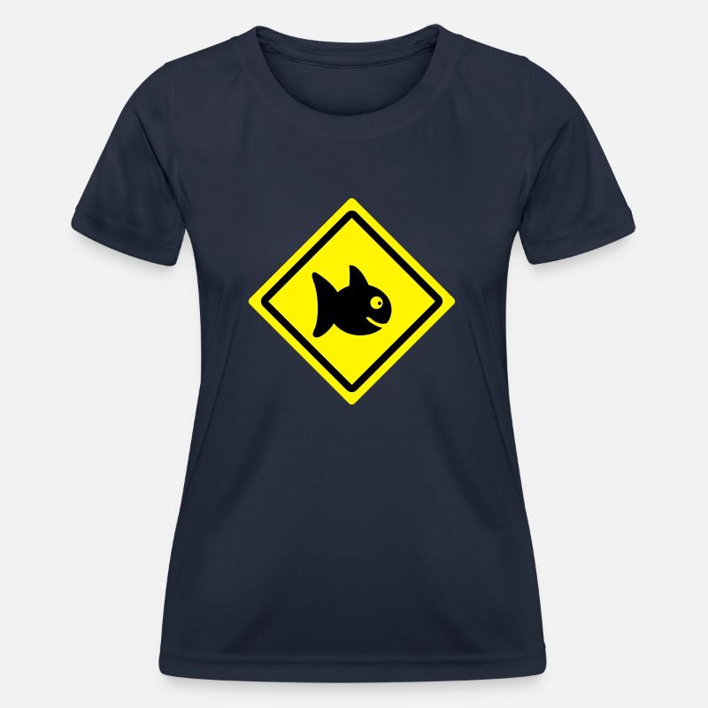 fish roadsign - Women's Functional T-Shirt - navy
