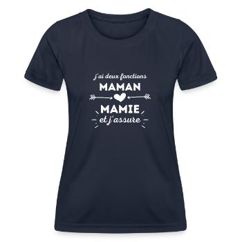 Maman, Mamie et j'assure, - T-shirt sport Femme - bleu marine - Devant - AI Model Female 172 light (172cm)
