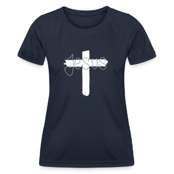 Jésus - T-shirt sport Femme - bleu marine - Devant - AI Model Female 172 light (172cm)