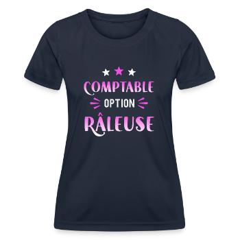 Comptable option râleuse cadeau humour femme - T-shirt sport Femme - bleu marine - Devant - AI Model Female 172 light (172cm)
