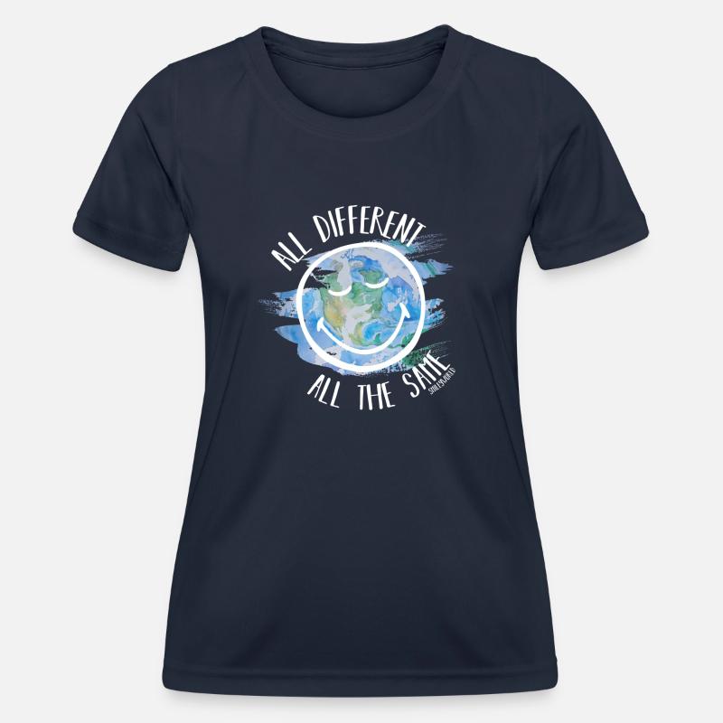 All Different All the Same Smileyworld white - Women's Functional T-Shirt - navy