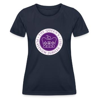 Les produits du logo Queens Jubilee 2022 - T-shirt sport Femme - bleu marine - Devant - AI Model Female 172 light (172cm)