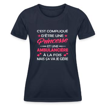 cadeau humour princesse et ambulancière - T-shirt sport Femme - bleu marine - Devant - AI Model Female 172 light (172cm)