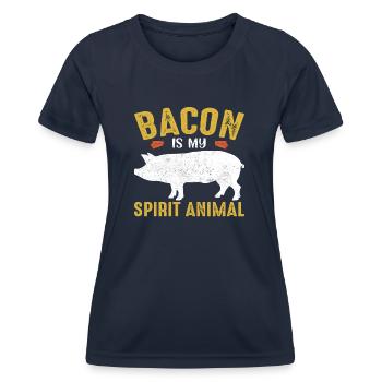 Le bacon est mon animal spirituel - T-shirt sport Femme - bleu marine - Devant - AI Model Female 172 light (172cm)