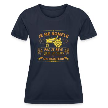 je ne ronfle pas je rêve que je suis un tracteur - T-shirt sport Femme - bleu marine - Devant - AI Model Female 172 light (172cm)