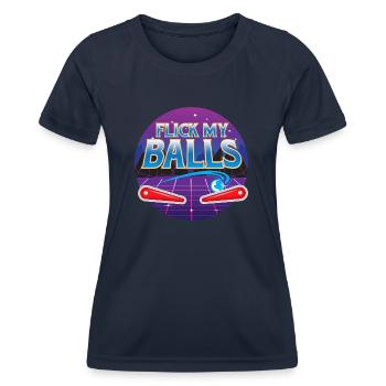 Flick My Balls - Flipper - Frauen Funktions-T-Shirt - Navy - Vorne - AI Model Female 172 light (172cm)