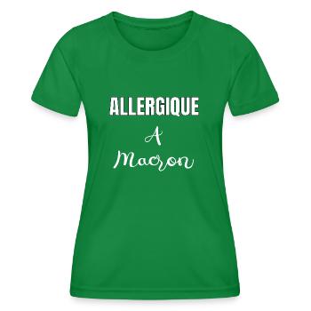 Allergique à Macron - T-shirt sport Femme - vert - Devant - AI Model Female 172 dark (172cm)