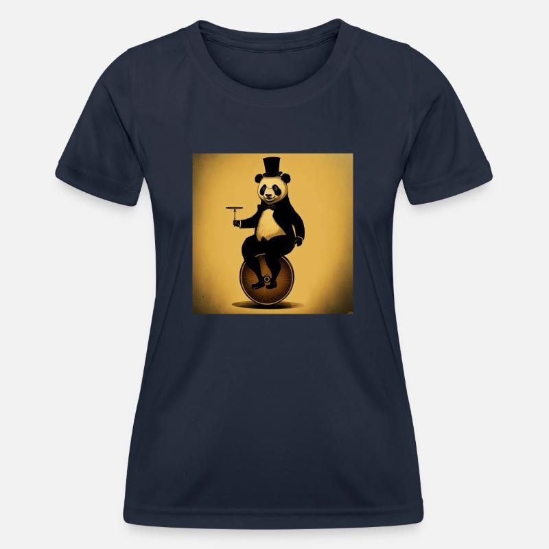 Elegant Panda on the Unicycle e - Women's Functional T-Shirt - navy