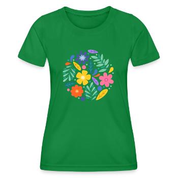 Summer flowers - Women's Functional T-Shirt - kelly green - Front - AI Model Female 172 dark (172cm)