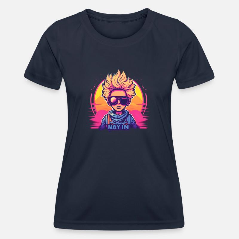Synthwave Boy Sunset - Women's Functional T-Shirt - navy