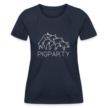 Pigparty-lustig kindliche Zeichnung von Schweinen - Frauen Funktions-T-Shirt - Navy - Vorne - AI Model Female 172 light (172cm)