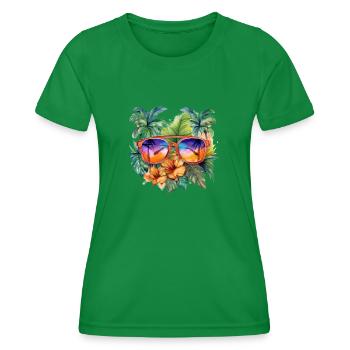 Sunglasse Triopical Summer Sun Beach South Seas - Women's Functional T-Shirt - kelly green - Front - AI Model Female 172 dark (172cm)