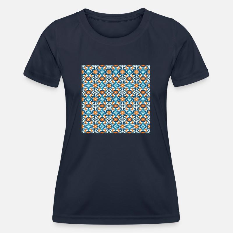 Tiles Seamless Pattern Motif Geometric Modern Art - Women's Functional T-Shirt - navy