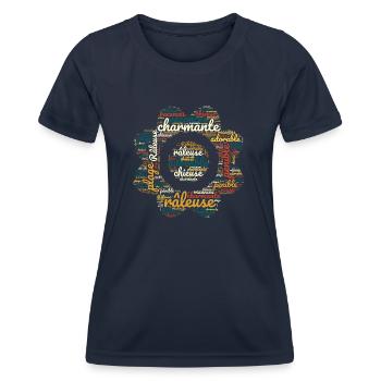 Mürrischer, beschissener, aber charmanter, entzückender Humor - Frauen Funktions-T-Shirt - Navy - Vorne - AI Model Female 172 light (172cm)
