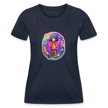 Cartoonish Dimension Traveler Standin - Frauen Funktions-T-Shirt - Navy - Vorne - AI Model Female 172 light (172cm)
