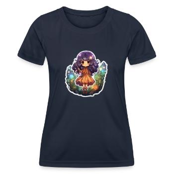 Cute Enchantress Casting a Spell - Frauen Funktions-T-Shirt - Navy - Vorne - AI Model Female 172 light (172cm)
