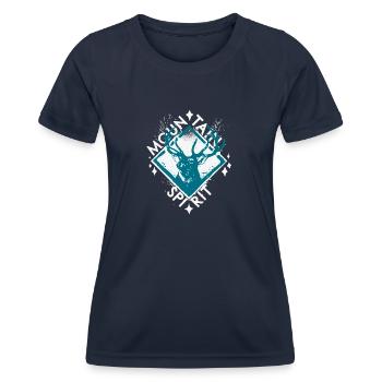 Berggeist - Frauen Funktions-T-Shirt - Navy - Vorne - AI Model Female 172 light (172cm)