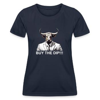 Buy the Dip Bull - Women's Functional T-Shirt - navy - Front - AI Model Female 172 light (172cm)