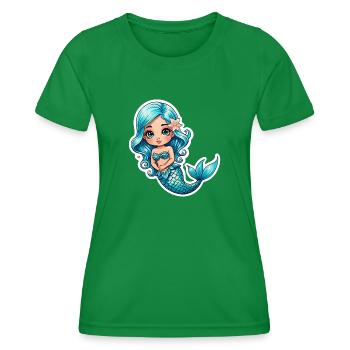 Mermaid fantasy illustration - Women's Functional T-Shirt - kelly green - Front - AI Model Female 172 dark (172cm)