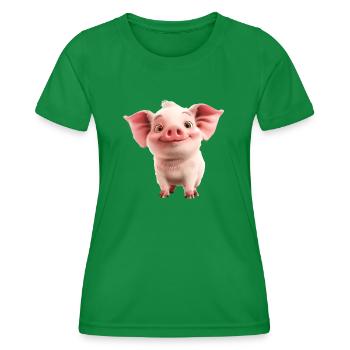 Kleines süßes Ferkel - Frauen Funktions-T-Shirt - Kelly Green - Vorne - AI Model Female 172 dark (172cm)