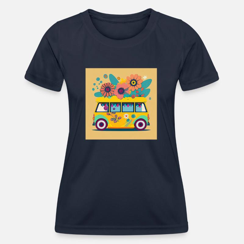 Sunbeam Express: Flower magic in pastel - Women's Functional T-Shirt - navy