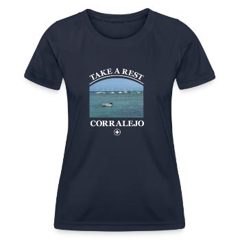 CORRALEJO HARBOUR - Women's Functional T-Shirt - navy - Front - AI Model Female 172 light (172cm)