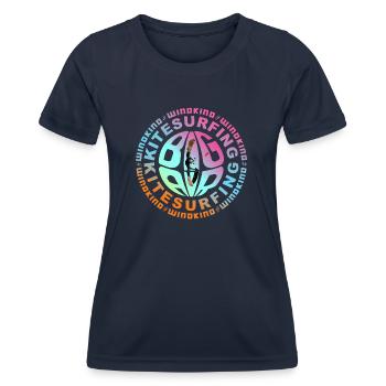Kitesurfing - Frauen Funktions-T-Shirt - Navy - Vorne - AI Model Female 172 light (172cm)