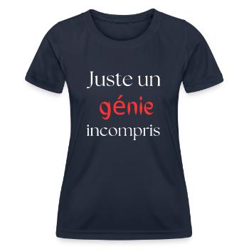 nur ein missverstandenes Genie - Frauen Funktions-T-Shirt - Navy - Vorne - AI Model Female 172 light (172cm)