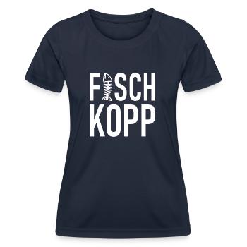 Fischkopp Fisch Fischkopf Küste Angler Fischer - Frauen Funktions-T-Shirt - Navy - Vorne - AI Model Female 172 light (172cm)