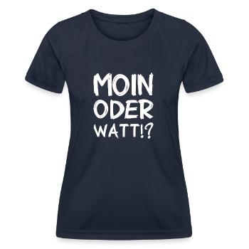 Moin oder Watt? - Frauen Funktions-T-Shirt - Navy - Vorne - AI Model Female 172 light (172cm)