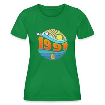 Millésime 1991 – Edition Limitée 34ème Anniversaire - T-shirt sport Femme - vert - Devant - AI Model Female 172 dark (172cm)