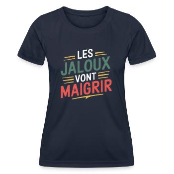 Les jaloux vont maigrir - T-shirt sport Femme - bleu marine - Devant - AI Model Female 172 light (172cm)