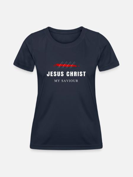 Jesus Christus, Jesus is Lord, Bibel, Glaube, Gott - Frauen Funktions-T-Shirt - Navy