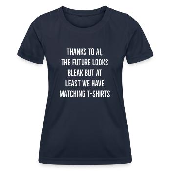 Chômage Dire anglais - T-shirt sport Femme - bleu marine - Devant - AI Model Female 172 light (172cm)